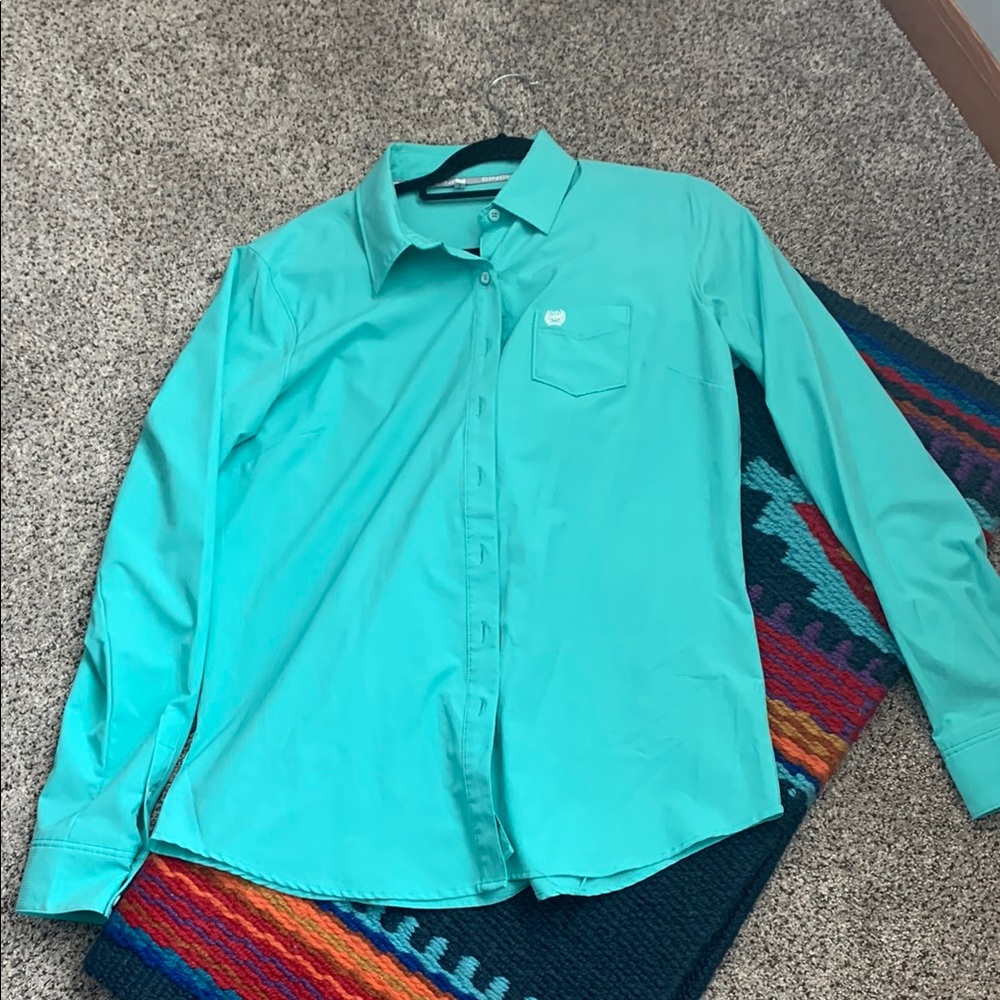Cinch Women's Aqua Button-Down Western Shirt